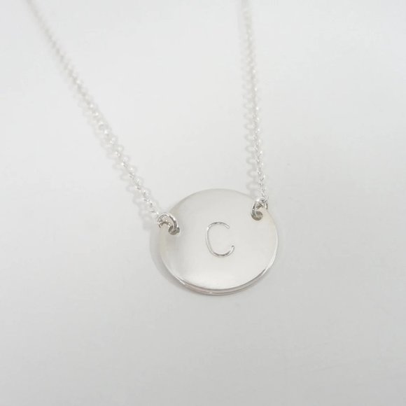 Sivado Studio Tiny Sterling Silver *Blank* Initial Disc Necklace - Picture 1 of 4